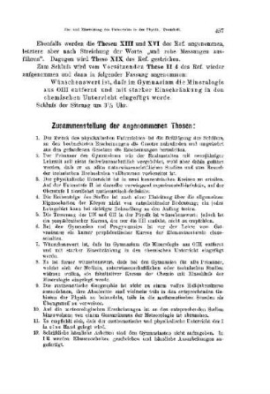Zusammenstellung der angenommenen Thesen : [Protokolle der Verhandlungen]