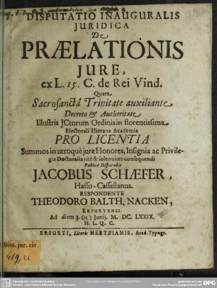 Disputatio de jure praelationis
