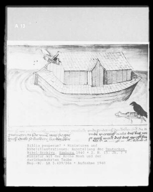 Biblia pauperum? — Miniatur mit der Arche Noah und der zurückgekehrten Taube