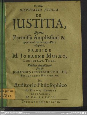 Disputatio ethica de justitia
