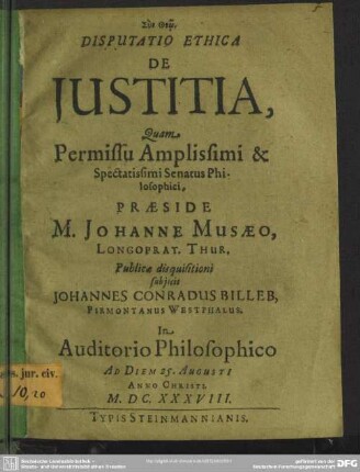Disputatio ethica de justitia