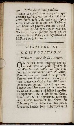 Chapitre XI. Composition. Prémiére Partie de la Peinture
