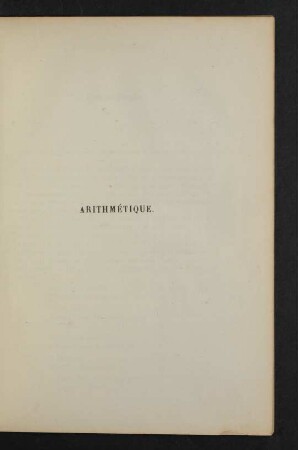 Arithmétique.
