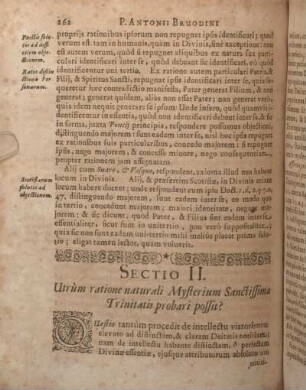 Sectio II. Utrùm ratione naturali Mysterium Sanctissimae, Trinitatis probari possit?