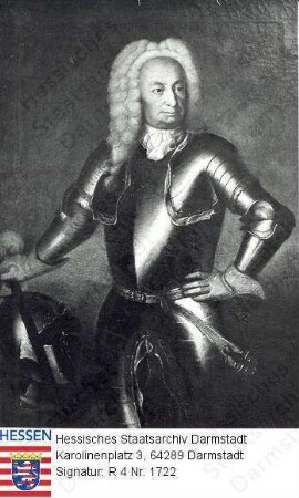 Pretlack, Rudolf v. (1668-1737) / Porträt, in Rüstung, stehend, Kniestück