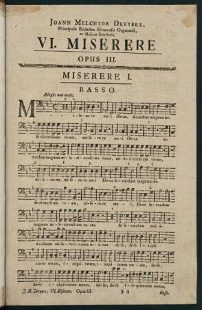 1-22, VI. Miserere. Opus III. Basso.