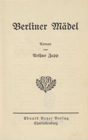 Berliner Mädel : Roman