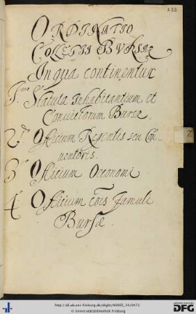 [fol. 233] Ordinatio Collegii Bursae