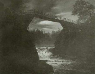 Brücke über einer Schlucht bei Mondschein