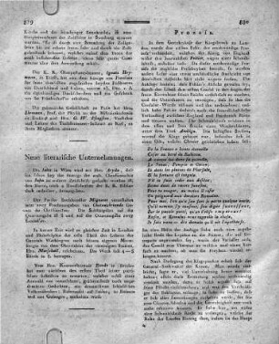 Neue literarische Unternehmungen.