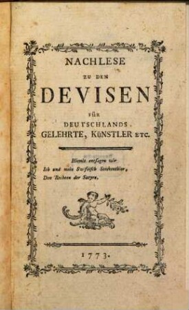 Nachlese Zu Den Devisen Für Deutschlands Gelehrte, Künstler Etc.