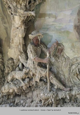 Wanddekoration mit arkadischen und mythologischen Szenen : Landschaft mit Hirten und Schafherde