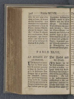 Fable XLVII. Le renard et le dragon. Der Fuchs und der Drach.