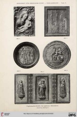 Sieben Papiermaché-Reliefs des späteren Mittelalters