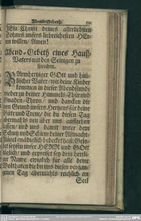 Abend-Gebeth eines Hauß-Vaters mit den Seinigen zu sprechen