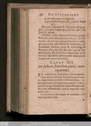 Caput XII. De fallacia secundùm plures interrogationes.