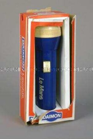 Werbegeschenk Taschenlampe "DAIMON" mit Schriftzug "LE MANS" im Originalkarton
