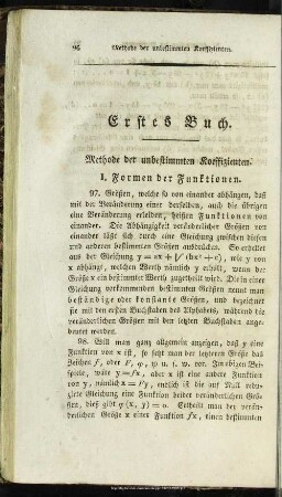 Erstes Buch. Methode der unbestimmten Koeffizienten
