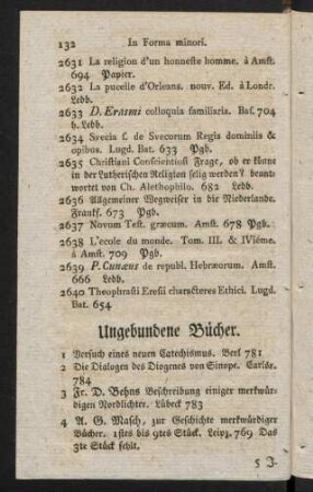 132-138, Ungebundene Bücher