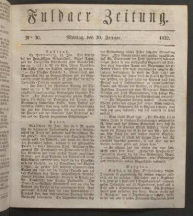 Montag, den 30. Januar. 1832