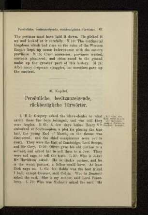 10. Kapitel. Persönliche, besitzanzeigende, rückbezügliche Fürwörter.