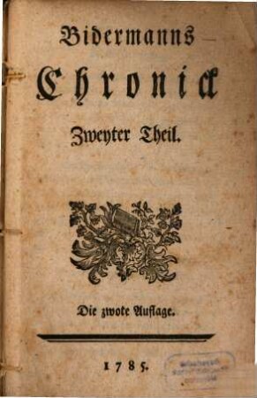 Bidermanns Chronick, Zweyter Theil