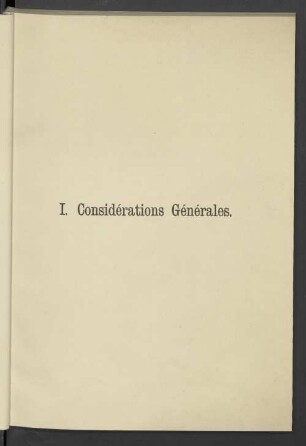 I. Considérations Générales