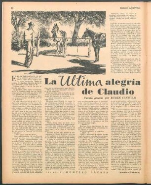 La última alegría de Claudio : Cuento gaucho por Ruben Castillo