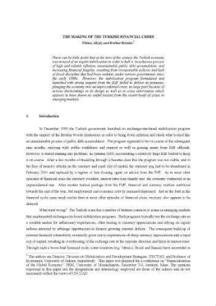 The Making of the Turkish Financial Crisis