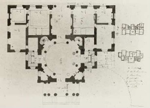 Plans et Elevations des Differentes Maisons et Batiments : Grundriss e. unbek. Gebäudes, Zeichn., J. de Bodt, 18. Jh.