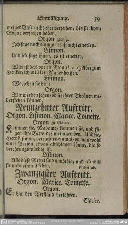 Neunzehnter Auftritt. Orgon. Lisimon. Clarice. Toinette