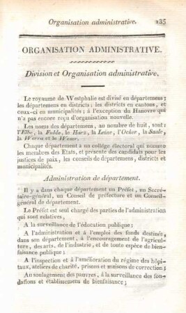 Organisation administrative.