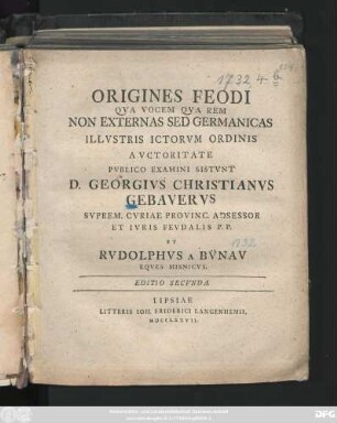 Origines Feodi Qva Vocem Qva Rem Non Externas Sed Germanicas