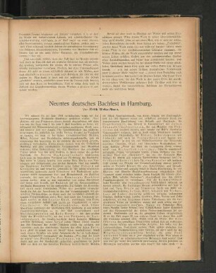 Neuntes deutsches Bachfest in Hamburg. Von Edith Weiss-Mann.