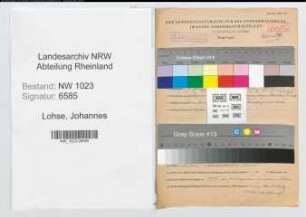 Entnazifizierung Johannes Lohse , geb. 07.06.1899 (Sparkassenangest.)
