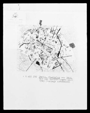 Paris, Stadtplan von 1854 mit Veränderungen seit 1789
