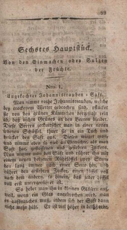 Sechstes Hauptstück. Von den Einmachen oder Sulzen der Früchte.