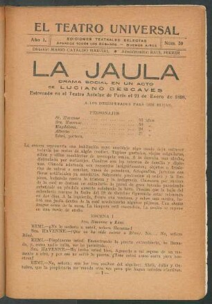 La jaula : drama social en un acto