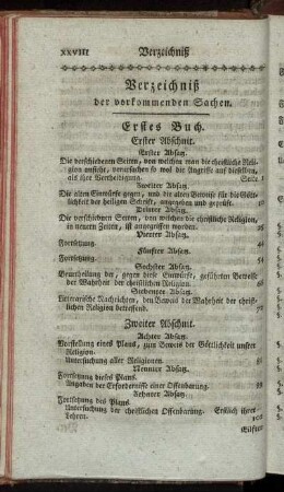 Verzeichniß der vorkommenden Sachen