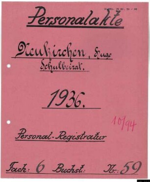 Beiräte für die Volksschulen - Personalakten: Hugo Neukirchen, Prokurist.