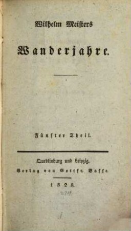 Wilhelm Meisters Wanderjahre, 5