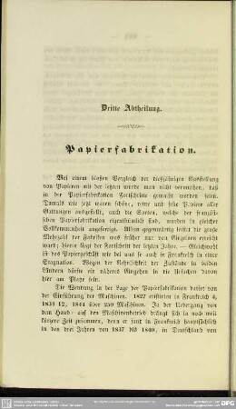 Dritte Abtheilung. Papierfabrikation