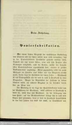 Dritte Abtheilung. Papierfabrikation