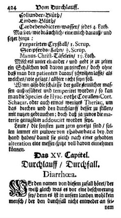 Das XV. Capitel. Durchlauff/ Durchfall. Diarrhœa.