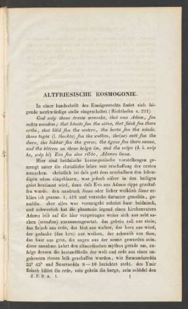 Altfriesische Kosmogonie.