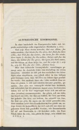 Altfriesische Kosmogonie.