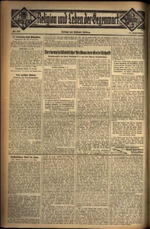 Zweite Ausgabe vom Sonntag, den 11. September 1932.