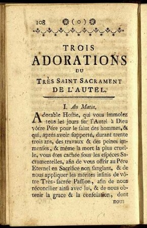 Trois Adorations du Très Saint Sacrament de l'Autel. - Les Sept Pseaumes Penitentiaux.
