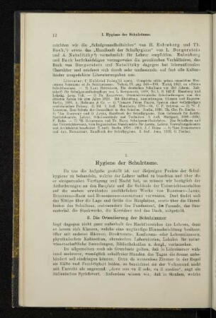 I. Hygiene der Schulräume.