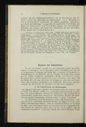 I. Hygiene der Schulräume.